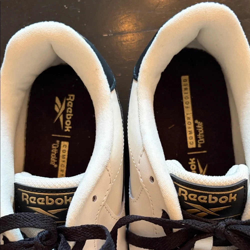 Reebok Women's White and Black Sneakers with Gum Sole - Picture 5 of 5